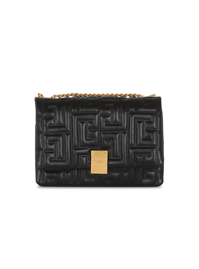 1945 Soft Medium Bag In Quilted Leather Black Women Balmain Crossbody Bags
