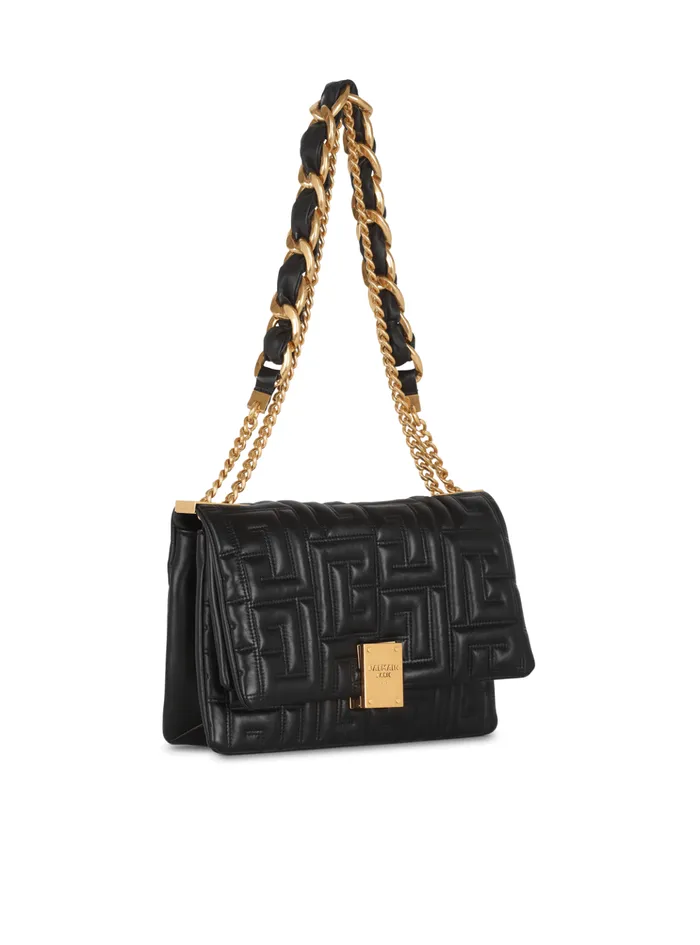 1945 Soft Medium Bag In Quilted Leather Black Women Balmain Crossbody Bags