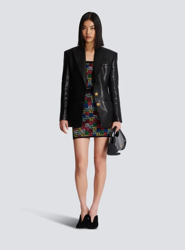 2button Leather Jacket Black Women Balmain Jackets And Blazers