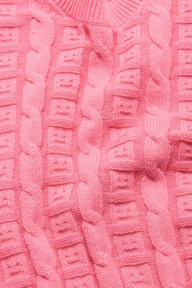Acne Studios Cable Wool Jumper Tango Pink Men Knitwear Acne Studios Cable Wool Jumper Tango Pink Men Knitwear