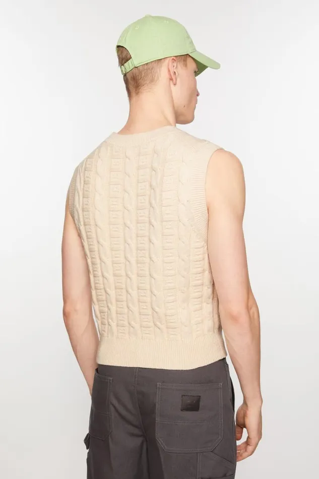 Acne Studios Cable Wool Sleeveless Jumper Oatmeal Melange Women Knitwear Acne Studios Cable Wool Sleeveless Jumper Oatmeal Melange Women Knitwear