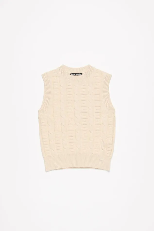 Acne Studios Cable Wool Sleeveless Jumper Oatmeal Melange Women Knitwear Acne Studios Cable Wool Sleeveless Jumper Oatmeal Melange Women Knitwear