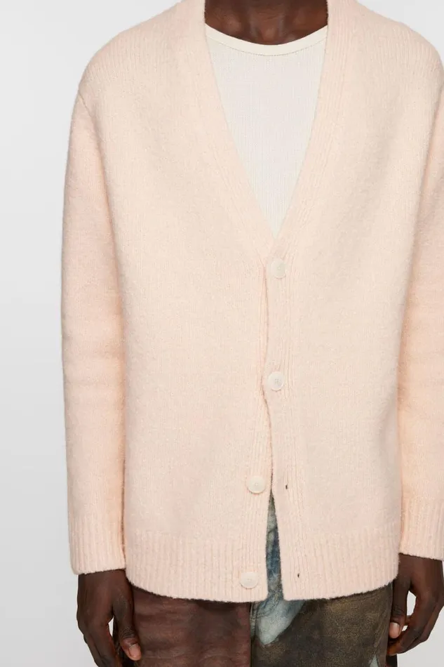 Acne Studios Cardigan Wool Blend Light Pink Men Knitwear Acne Studios Cardigan Wool Blend Light Pink Men Knitwear