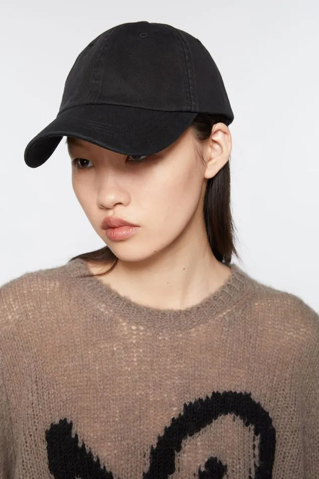 Acne Studios Cotton Twill Cap Black Women Hats Acne Studios Cotton Twill Cap Black Women Hats