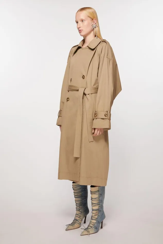 Acne Studios Doublebreasted Trench Coat Cold Beige Women Outerwear Acne Studios Doublebreasted Trench Coat Cold Beige Women Outerwear