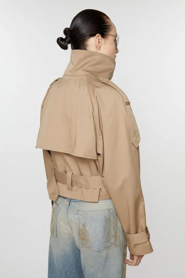 Acne Studios Doublebreasted Trench Jacket Cold Beige Women Outerwear Acne Studios Doublebreasted Trench Jacket Cold Beige Women Outerwear