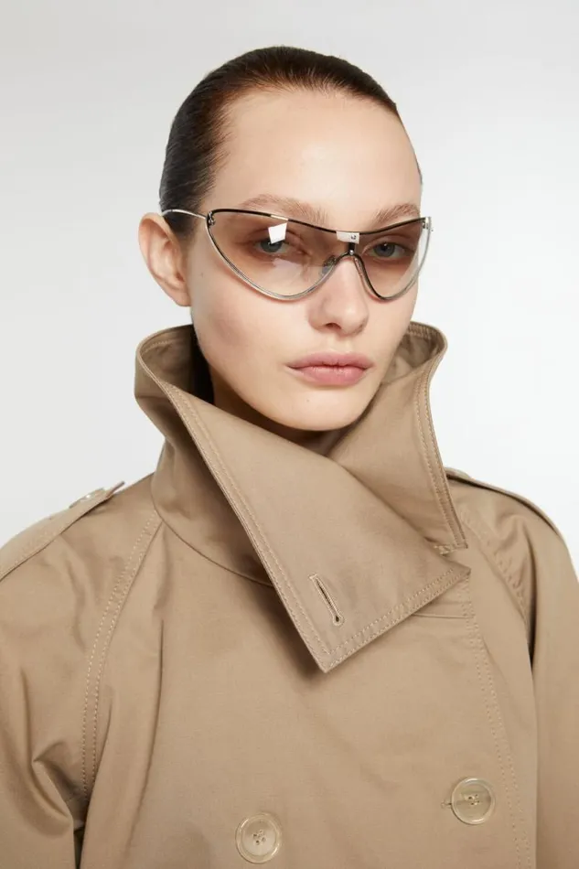 Acne Studios Doublebreasted Trench Jacket Cold Beige Women Outerwear Acne Studios Doublebreasted Trench Jacket Cold Beige Women Outerwear