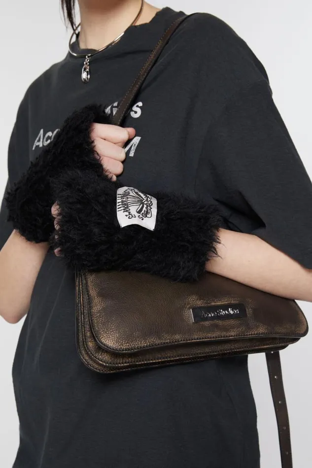 Acne Studios Fluffy Mittens Black Men Other Accessories