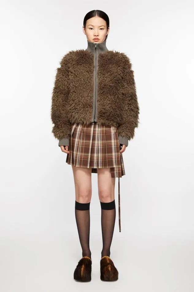 Acne Studios Furry Jacket Mud Brown Women Outerwear