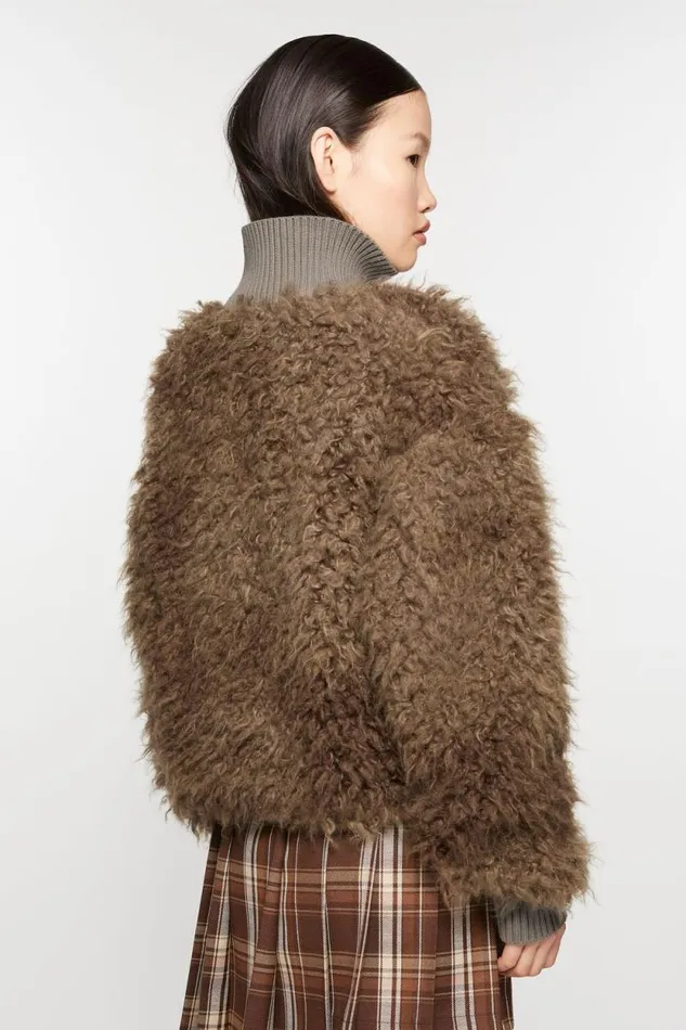 Acne Studios Furry Jacket Mud Brown Women Outerwear Acne Studios Furry Jacket Mud Brown Women Outerwear