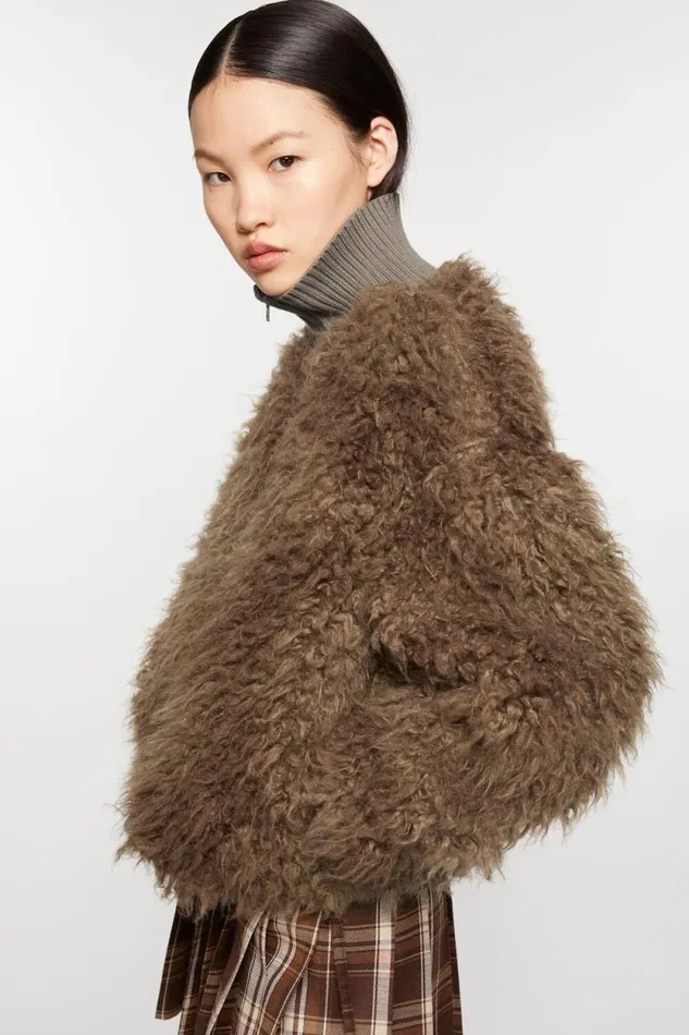 Acne Studios Furry Jacket Mud Brown Women Outerwear Acne Studios Furry Jacket Mud Brown Women Outerwear