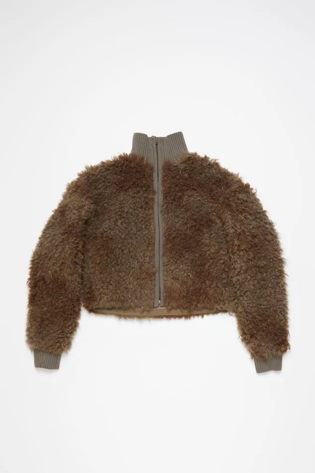 Acne Studios Furry Jacket Mud Brown Women Outerwear Acne Studios Furry Jacket Mud Brown Women Outerwear