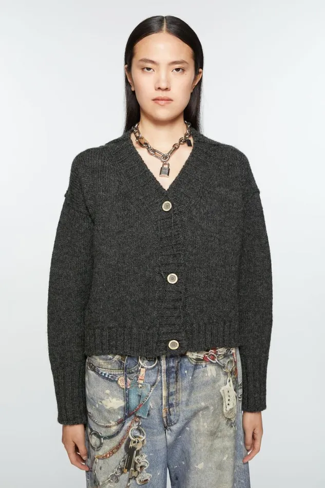 Acne Studios Knit Cardigan Anthracite Grey Women Knitwear