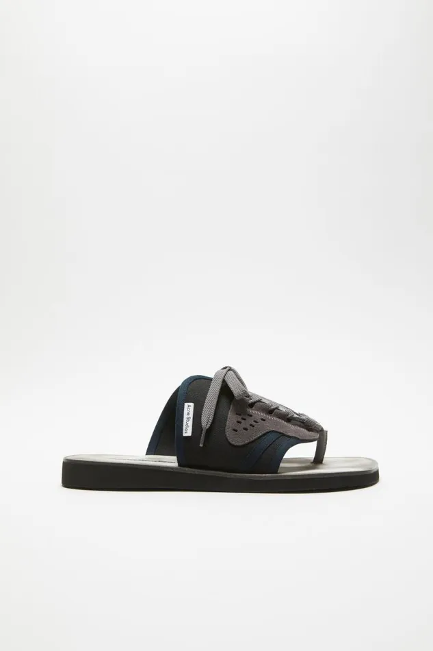 Acne Studios Laceup Leather Sandals Black Men Shoes