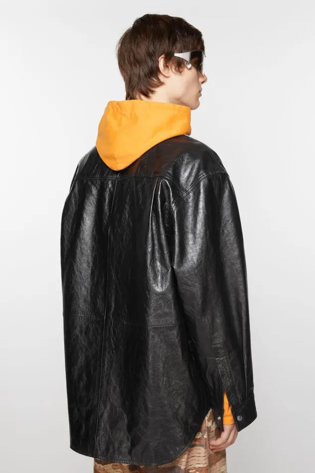 Acne Studios Leather Shirt Jacket Black Men Outerwear Acne Studios Leather Shirt Jacket Black Men Outerwear