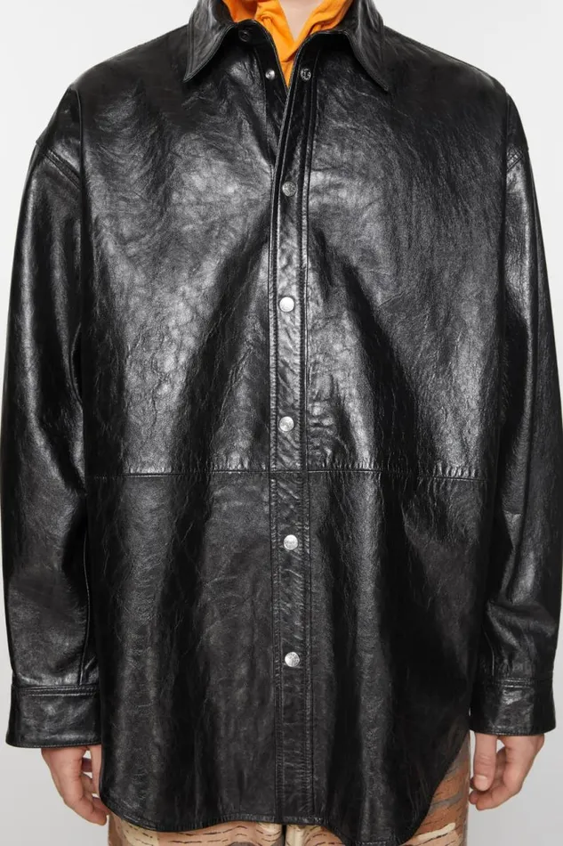 Acne Studios Leather Shirt Jacket Black Men Outerwear Acne Studios Leather Shirt Jacket Black Men Outerwear