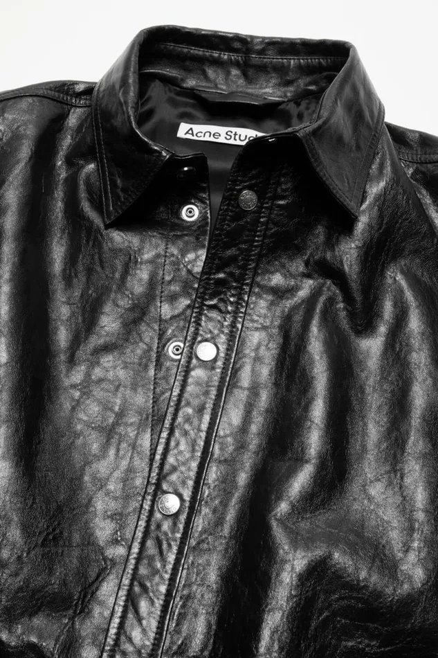 Acne Studios Leather Shirt Jacket Black Men Outerwear Acne Studios Leather Shirt Jacket Black Men Outerwear