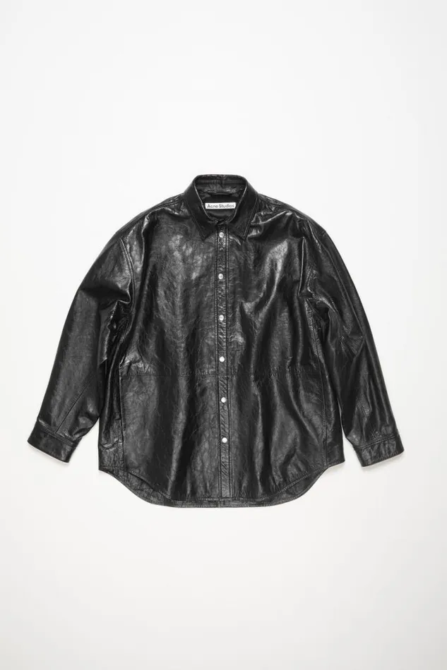 Acne Studios Leather Shirt Jacket Black Men Outerwear Acne Studios Leather Shirt Jacket Black Men Outerwear
