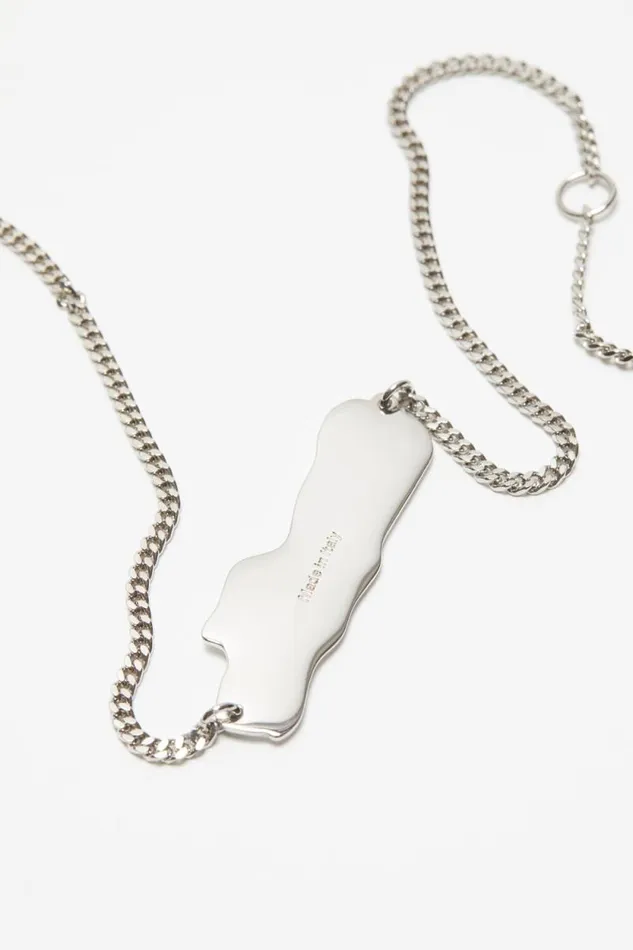 Acne Studios Logo Label Necklace Silvergrey Men Jewellery