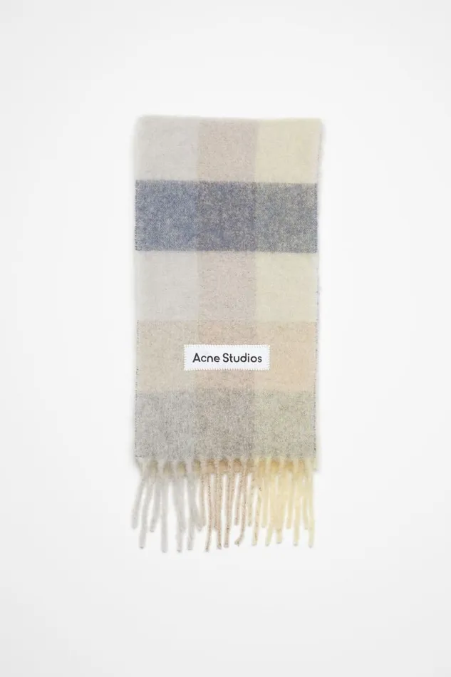 Acne Studios Mohair Checked Scarf Vanillabeigelavender Women Scarves