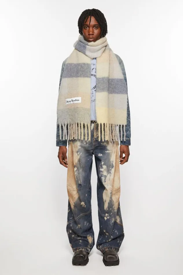 Acne Studios Mohair Checked Scarf Vanillabeigelavender Women Scarves Acne Studios Mohair Checked Scarf Vanillabeigelavender Women Scarves