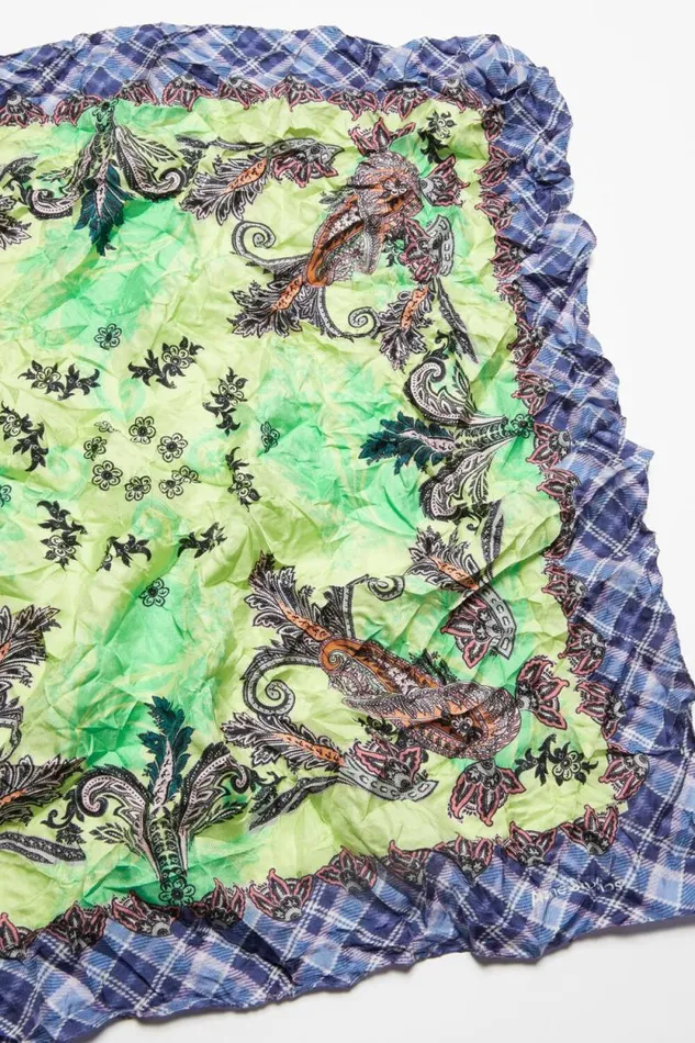 Acne Studios Print Silk Scarf Greenblue Women Scarves Acne Studios Print Silk Scarf Greenblue Women Scarves