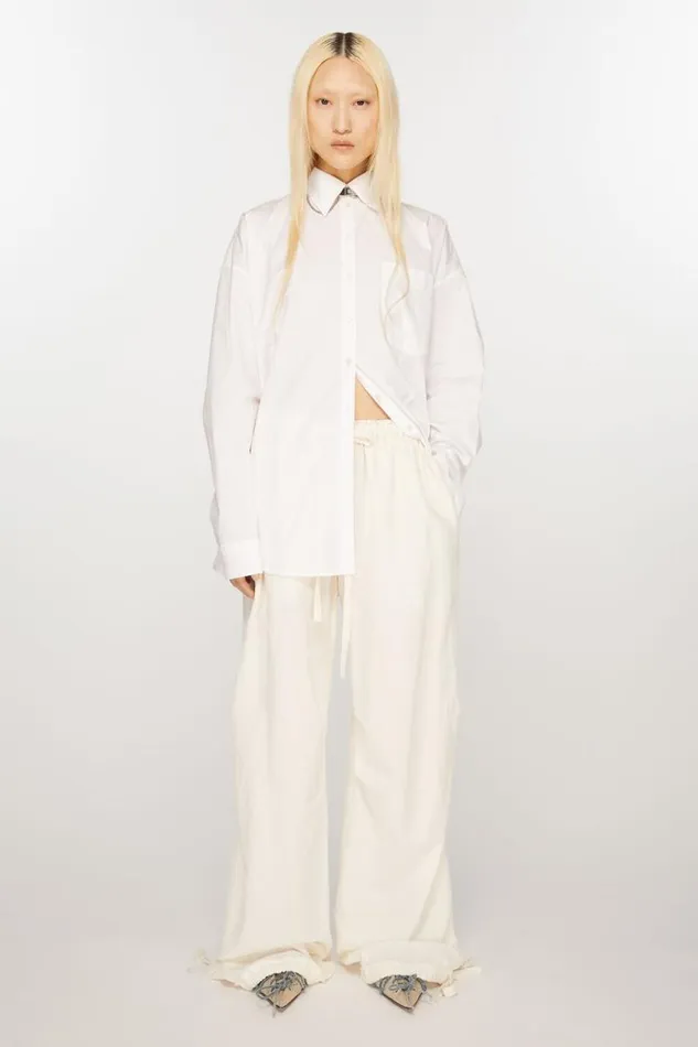 Acne Studios Relaxed Drawstring Trousers Warm White Women Trousers