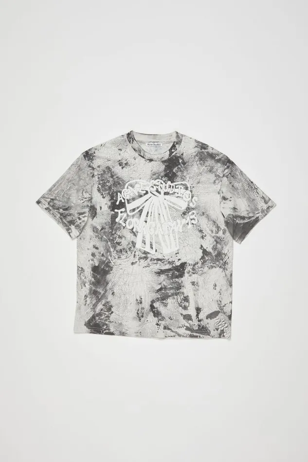Acne Studios Tshirt Plaster Print Faded Black Women Tshirts Acne Studios Tshirt Plaster Print Faded Black Women Tshirts