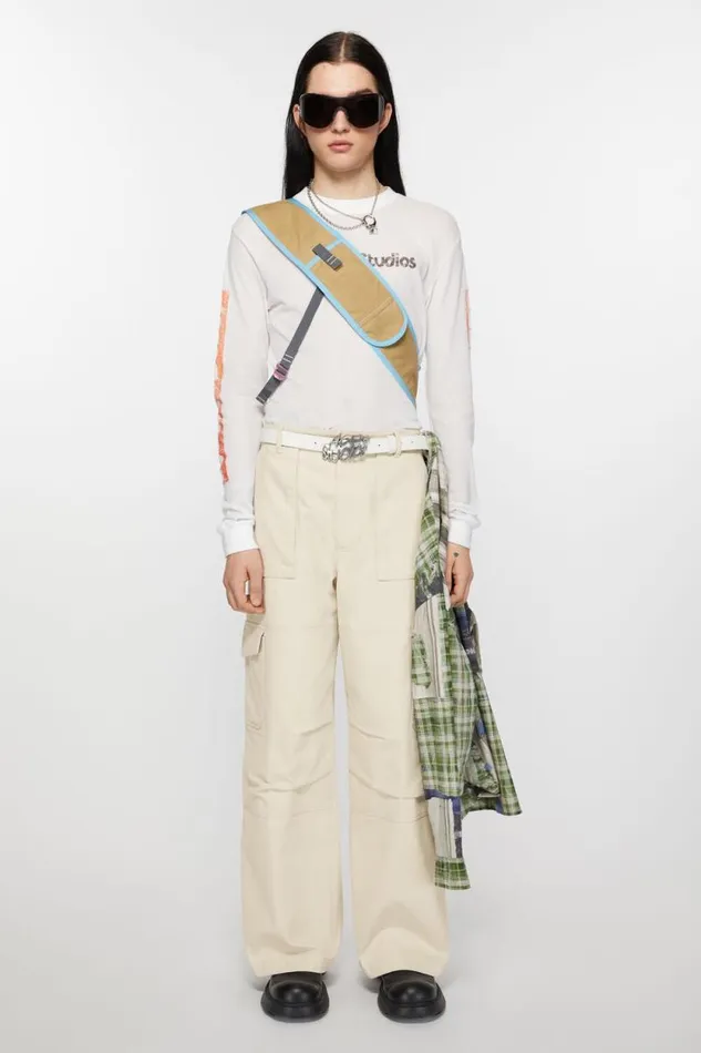 Acne Studios Twill Trousers Ivory White Men Trousers