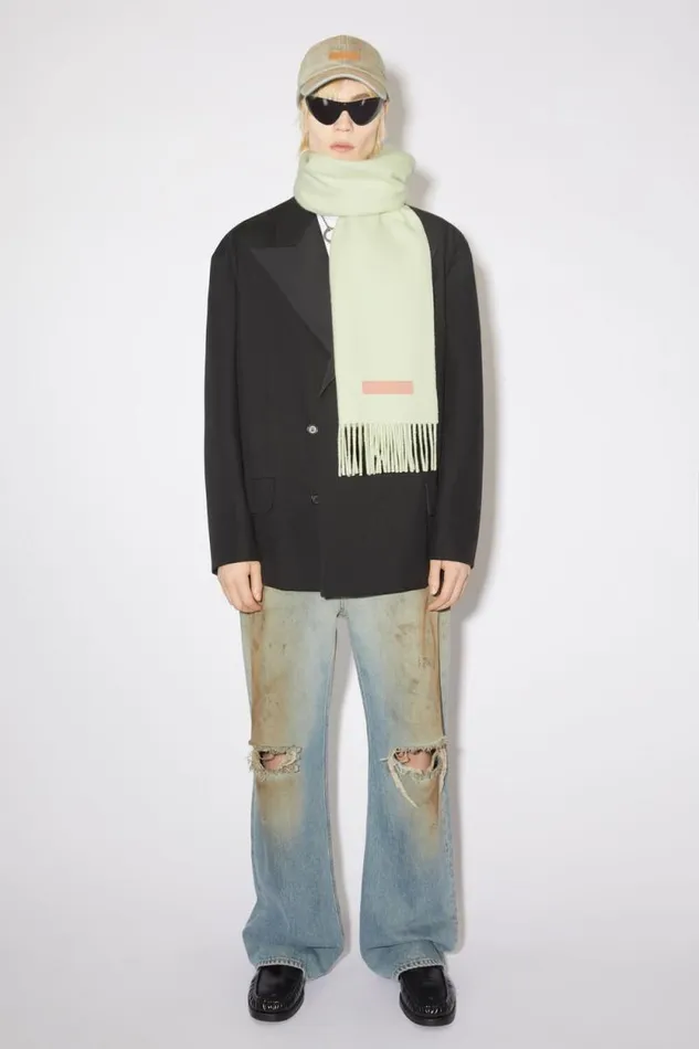 Acne Studios Wool Scarf Pink Label Pale Green Men Scarves Acne Studios Wool Scarf Pink Label Pale Green Men Scarves