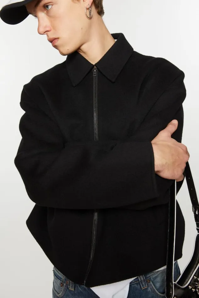 Acne Studios Wool Zipper Jacket Black Men Outerwear Acne Studios Wool Zipper Jacket Black Men Outerwear