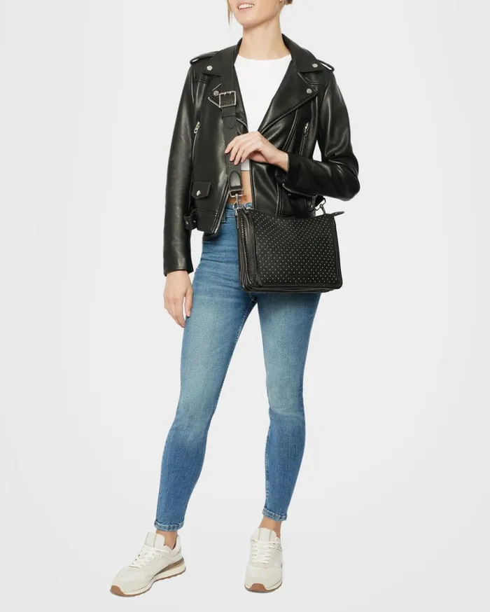 Aimee Kestenberg Crossbody Bags Women Famous Large Crossbody Black With Shiny Silver Studs
