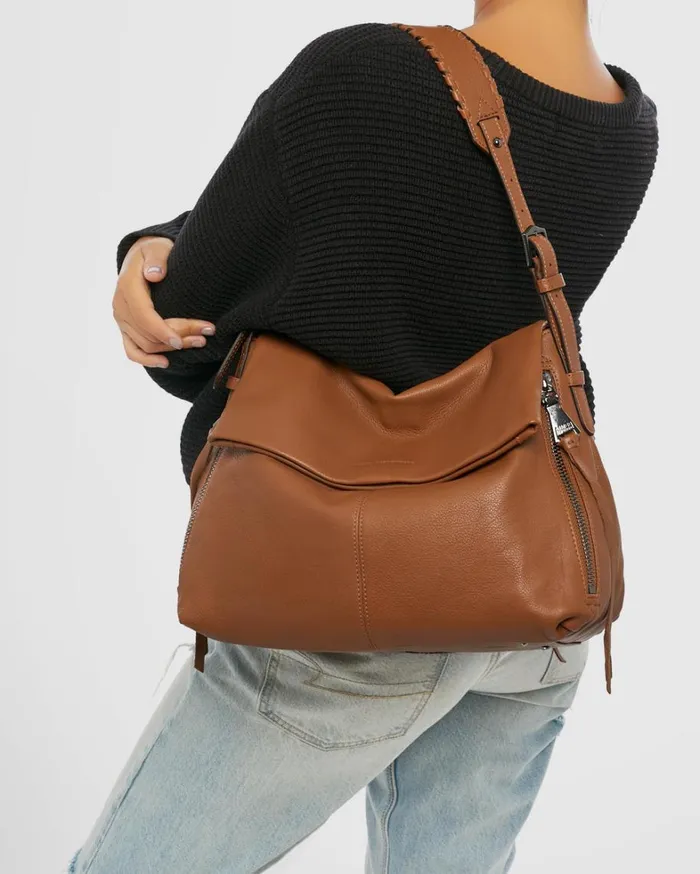 Aimee Kestenberg Shoulder Bags Women Bali Hobo Chestnut Brown With Gunmetal
