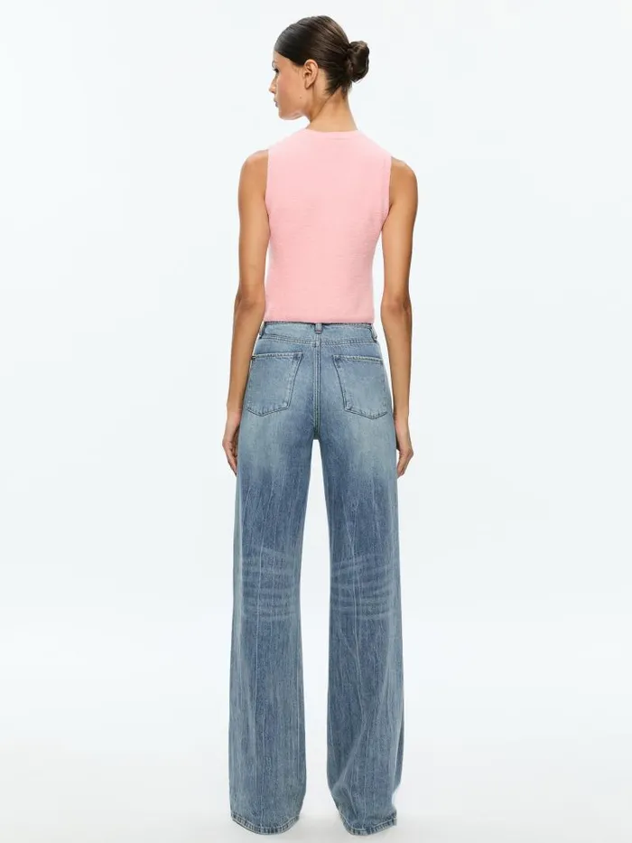 Alice Olivia AMITY SLEEVELESS CREW Rose Quartz Women Tops