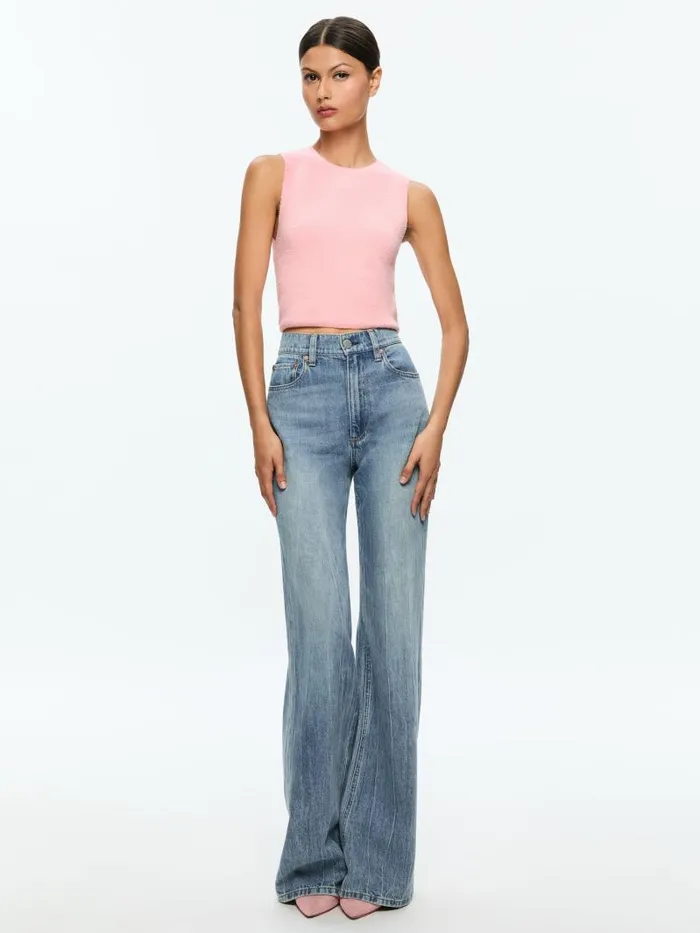 Alice Olivia AMITY SLEEVELESS CREW Rose Quartz Women Tops