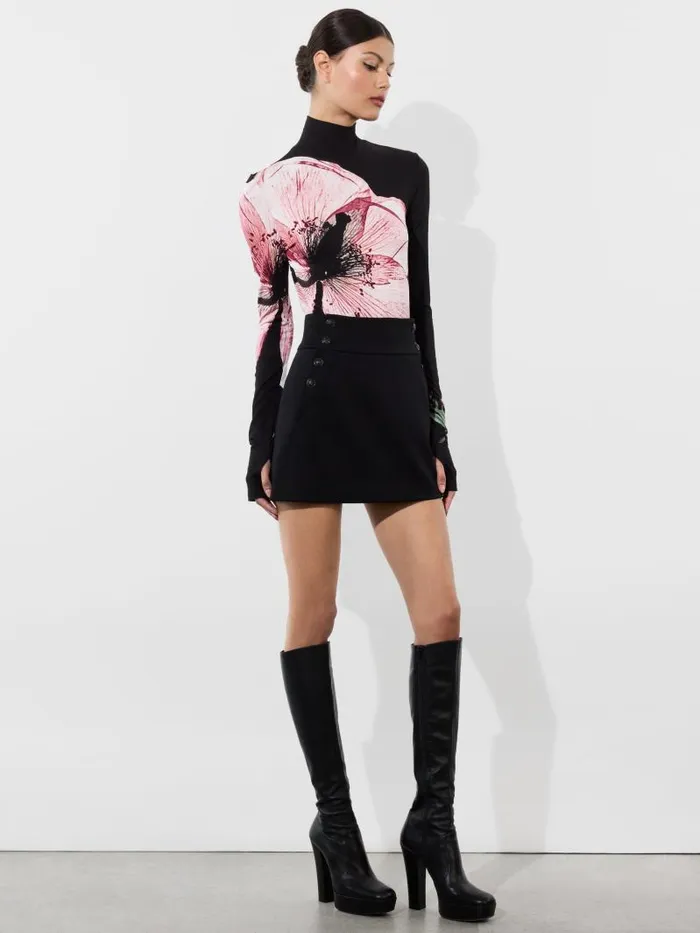 Alice Olivia DELAINA LONG SLEEVE TURTLENECK TOP Luna Floral Women Tops