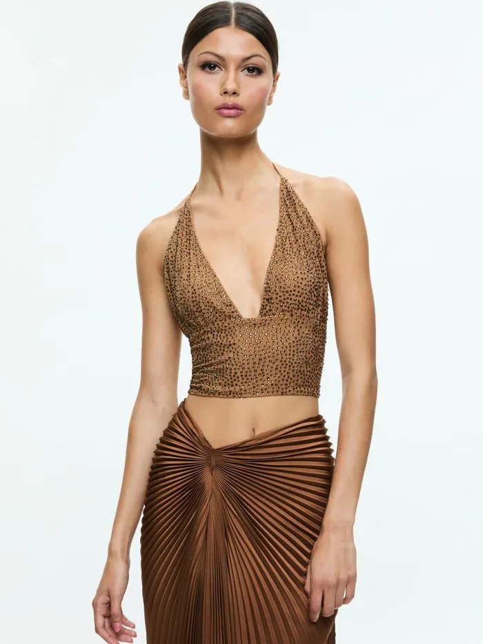 Alice Olivia HANNAH EMBELLISHED TOP Tancrystal Women Tops