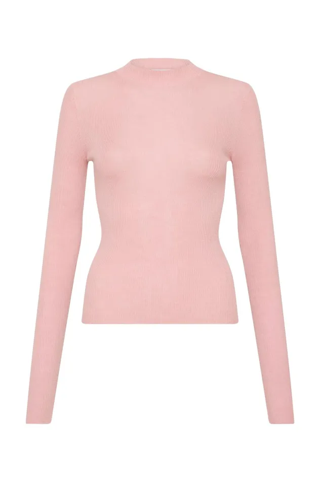 Alina Rib Knit Top Blush Pink Women Aje Knitwear 038 Jumpers