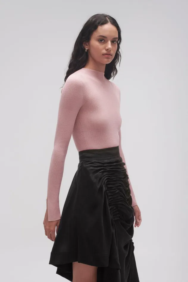 Alina Rib Knit Top Blush Pink Women Aje Knitwear 038 Jumpers
