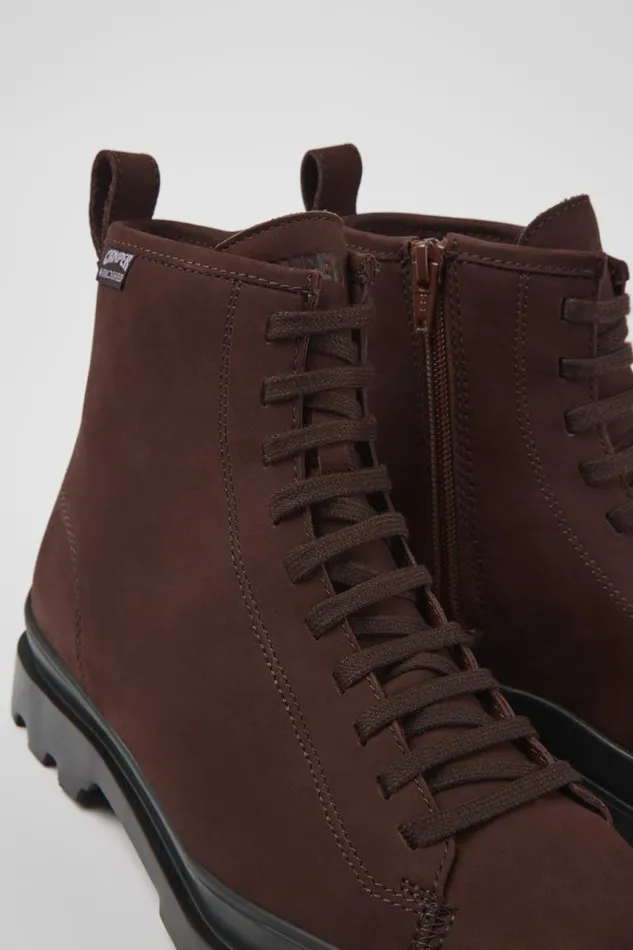 Ankle Boots Women Camper Brutus HYDROSHIELD Burgundy Leather Laceup Boots