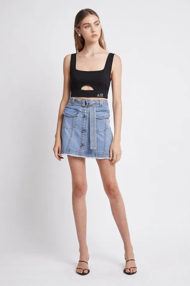 Arlow Denim Mini Skirt Classic Wash Women Aje Skirts