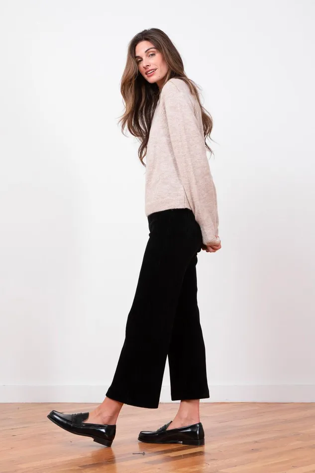 Avenue Montaigne ALEX Corduroy Black Women Pants