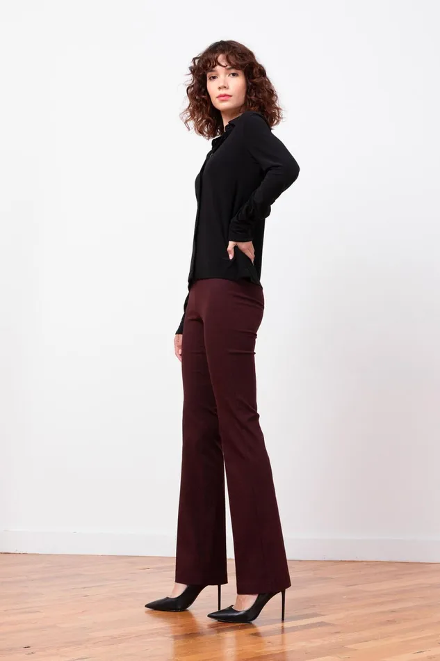 Avenue Montaigne BECCA Flannel Wine Women Pants