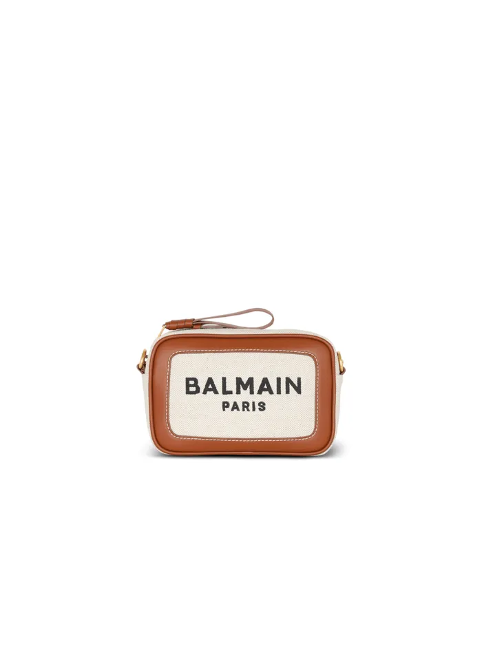 BArmy Canvas And Leather Clutch Beige Women Balmain Crossbody Bags