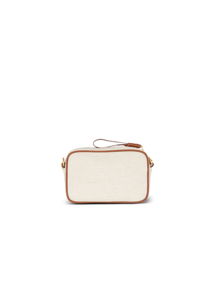 BArmy Canvas And Leather Clutch Beige Women Balmain Crossbody Bags