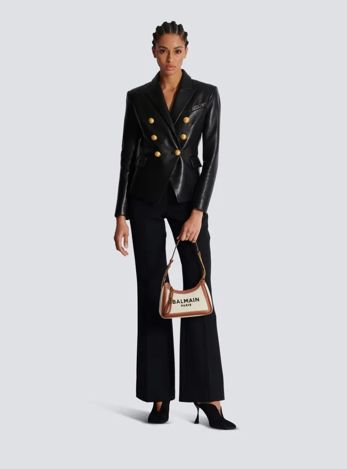 BArmy Canvas Bag With Leather Inserts Beige Women Balmain Handbags