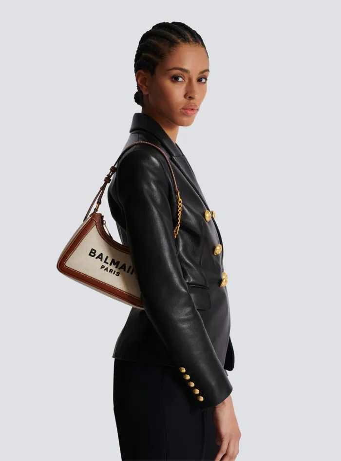 BArmy Canvas Bag With Leather Inserts Beige Women Balmain Handbags