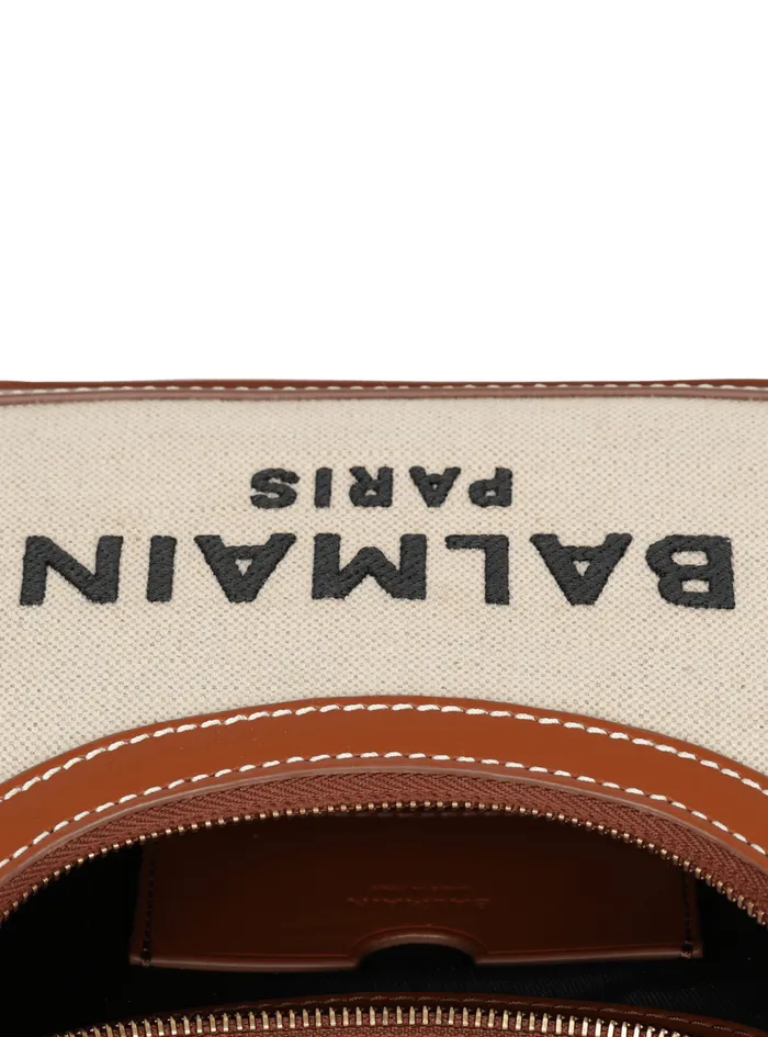 BArmy Canvas Bag With Leather Inserts Beige Women Balmain Handbags