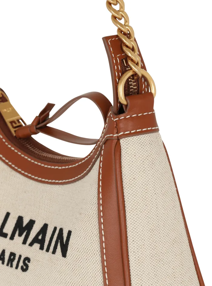 BArmy Canvas Bag With Leather Inserts Beige Women Balmain Handbags