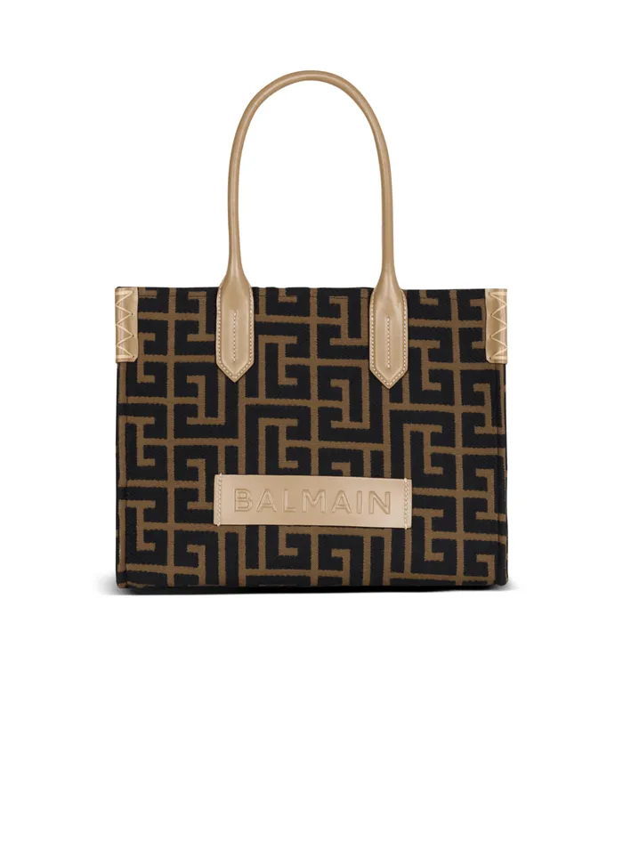 BArmy Shopper 36 Bag In PB Labyrinth Jacquard Black Women Balmain Tote Bags